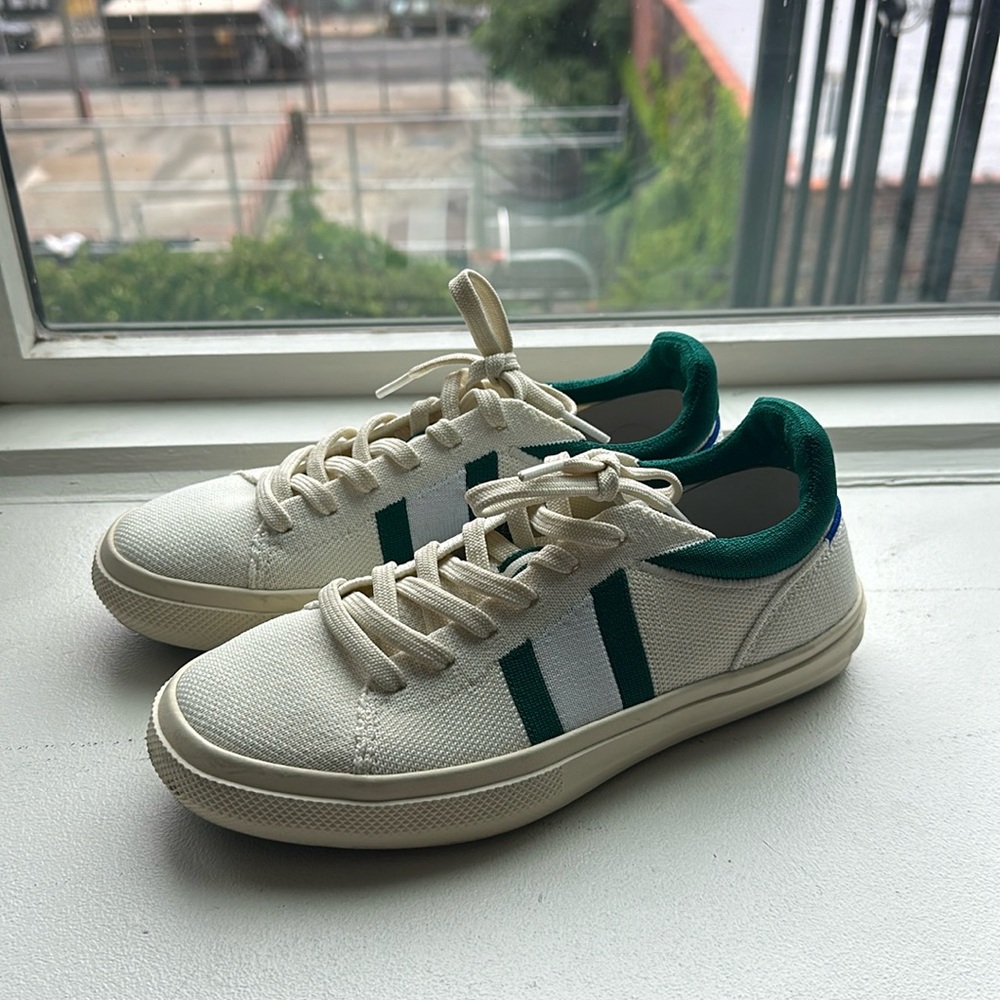 Rothy's RS02 White and Green Sneakers